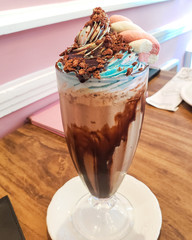 cream, coffee, chocolate, dessert, food, drink, glass, sweet, beverage, ice, cup, brown, white, cafe, cold, milk, whipped cream, hot, cappuccino, delicious, caramel, latte, isolated, pudding