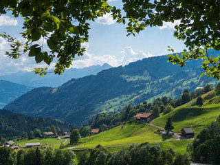 Summer time countryside panoramic landscape in Switzerland