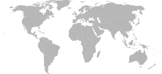 Kosovo country highlighted on world map. Light gray background. Business concepts, diplomatic, trade, travel and economic relations.