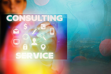 Writing note showing Consulting Service. Business concept for Experts that offers knowledge to a...