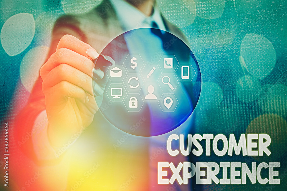 Poster writing note showing customer experience. business concept for interaction between satisfied custome