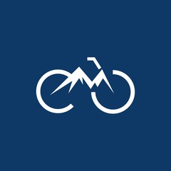 shape bike with mountain logo. Mountain bike logo design template vector