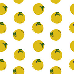 Fototapeta premium Ripe, juicy apricots geometric seamless pattern on a white background, vector.