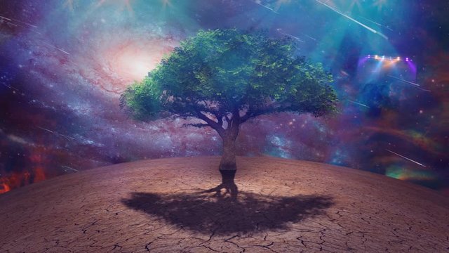 Sci Fi art. Tree of Life, Stars and Galaxies
