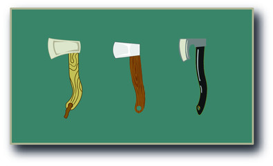 three kind of bushcraft axes illustration