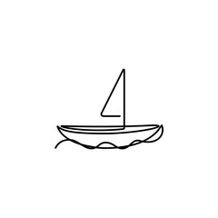 boat one line icon on white background