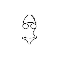 bikini one line icon on white background