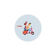 Vector illustration design of happy couple riding scooter for your creativity ideas.