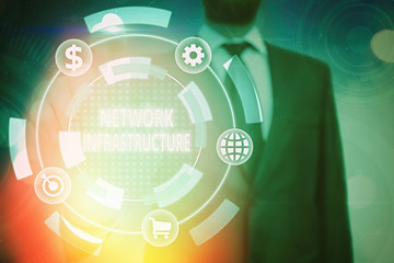 Conceptual hand writing showing Network Infrastructure. Concept meaning Hardware and Software...