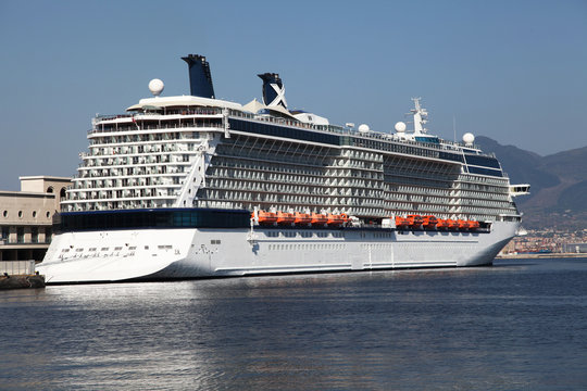 Side detail of large luxury cruise ship