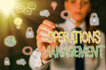 Handwriting text Operations Management. Conceptual photo ensure Inputs to Output the Production and...