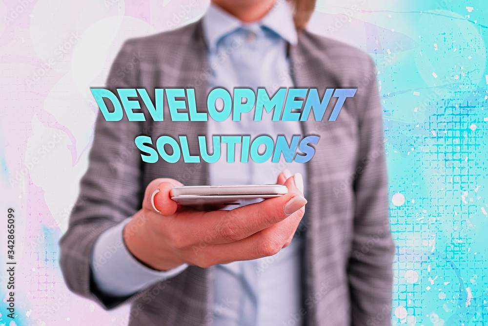 Poster conceptual hand writing showing development solutions. concept meaning efficient planning based on t
