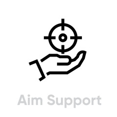 Aim Support Target Business icon. Editable line vector.