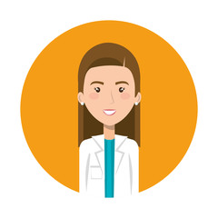 doctor female avatar in frame circular vector illustration design