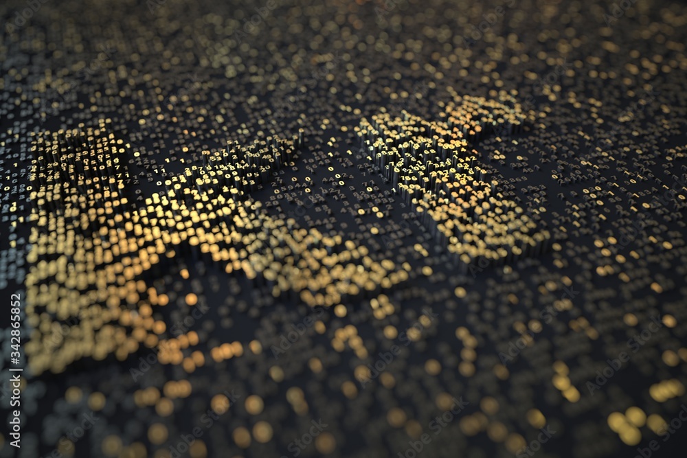 Poster golden numbers bars compose sek swedish krona symbol on black background. 3d rendering