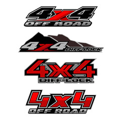4x4 logo for 4 wheel drive truck and car graphic vector. Design for vehicle vinyl wrap © MONTRI