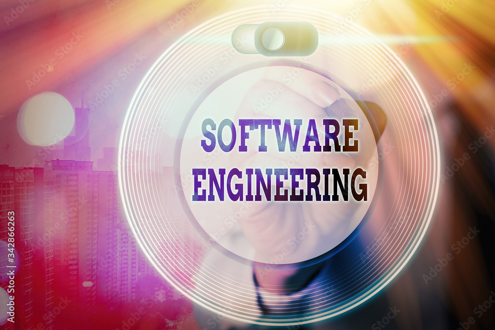 Poster conceptual hand writing showing software engineering. concept meaning program development in systema