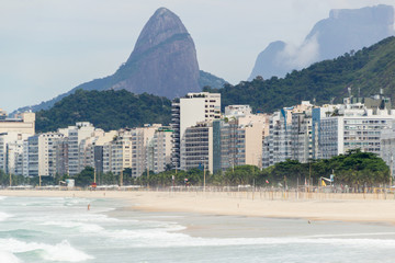 Copacabana beach empty during the coronavirus pandemic quarantine in Rio de Janeiro.