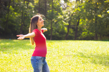 Side view of a young woman enjoying a carefree summer day 