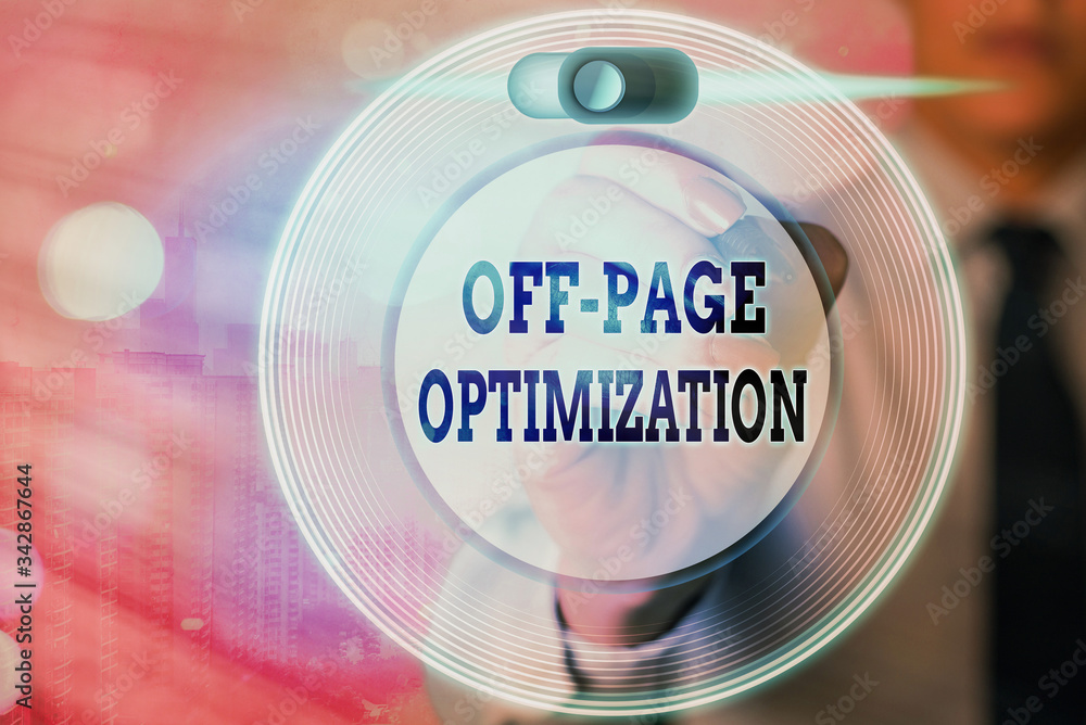 Poster conceptual hand writing showing off page optimization. concept meaning website external process prom