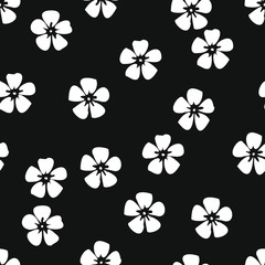 Seamless inverse black and white vintage Japanese textile kimono cherry blossoms stencil pattern vector