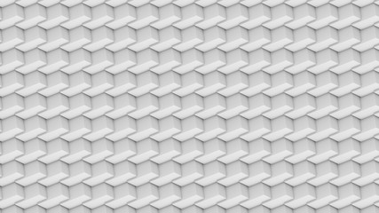 Abstract background of lined-up cubes in white and gray. 3D rendering. Raster.