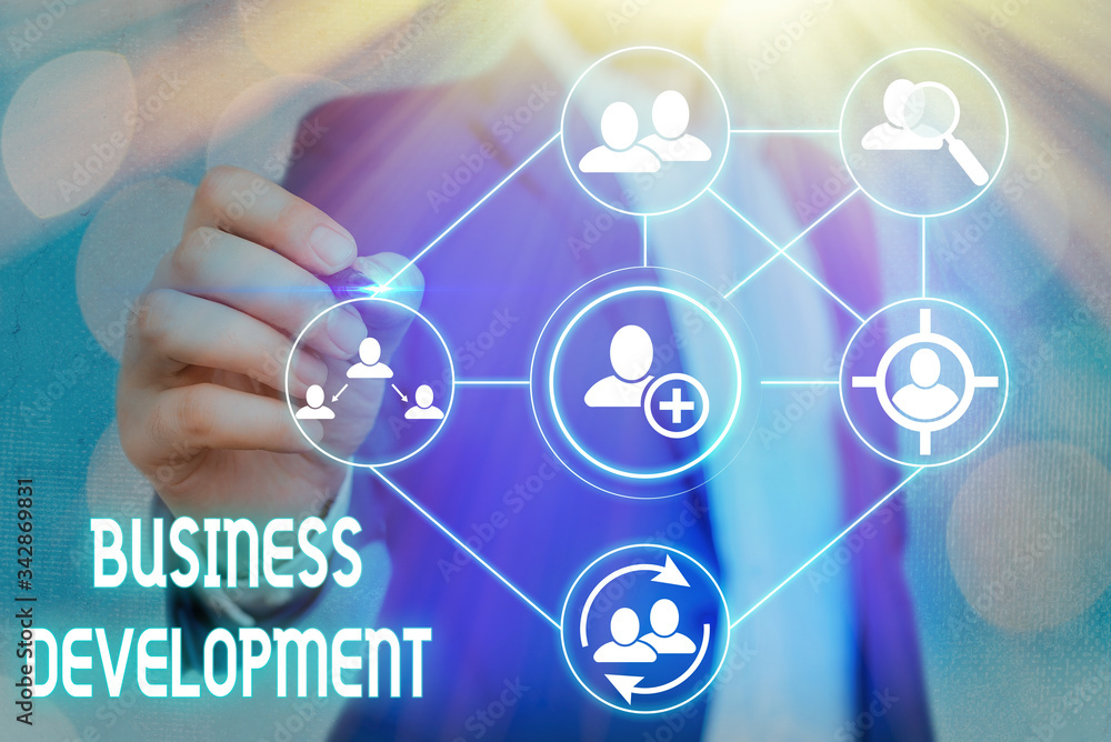 Poster word writing text business development. business photo showcasing implement growth value within and 