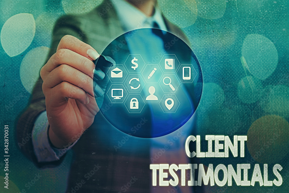 Poster writing note showing client testimonials. business concept for written declaration certifying an ind
