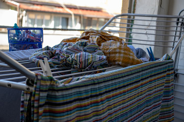 Rome, April 22, 2020. Quarantine has forced us to do simple things. Hang the laundry in the sun to...