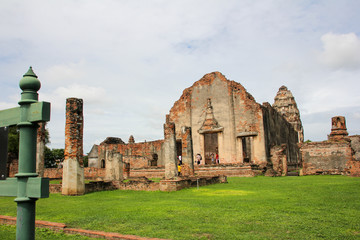 Temple half fallen to the ground in Lopburi