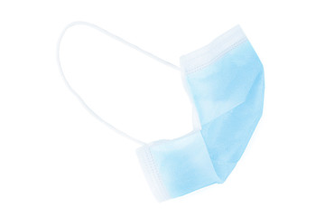 Light blue medical face mask side view isolated with clipping path