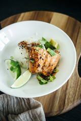 Salmon Fillet Over Steamed Rice