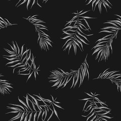Seamless pattern with watercolor palm leaves. Tropical floral pattern. Watercolor botanical background. Summer leaf pattern. Use it for wrapping paper, textile, fabrics, invitation, packaging,design.