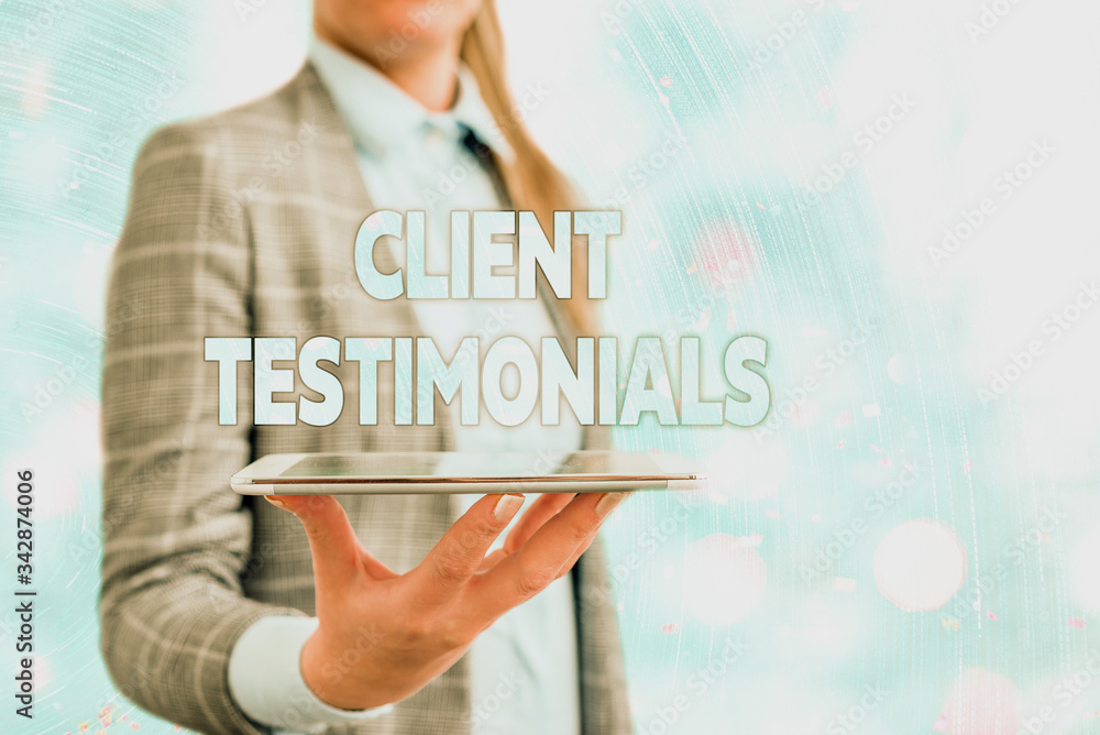 Poster conceptual hand writing showing client testimonials. concept meaning written declaration certifying 