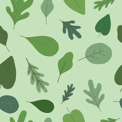 Seamless nature pattern with hand drawing leaves