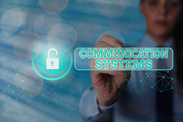 Word writing text Communication Systems. Business photo showcasing Flow of Information use of...