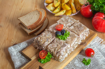Khoodets, jelly meat, traditional Russian cuisine