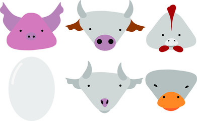 A series of illustrations of pet heads