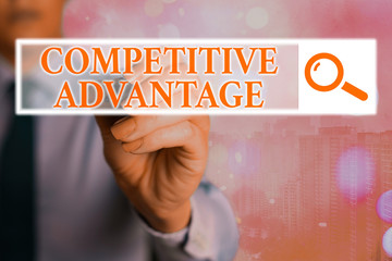 Word writing text Competitive Advantage. Business photo showcasing Company Edge over another...