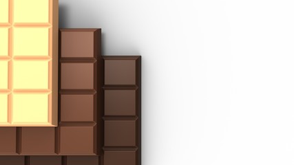 Chocolate bar frame with place for text. 3D-rendering.