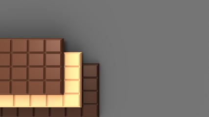Chocolate bar frame with place for text. 3D-rendering.