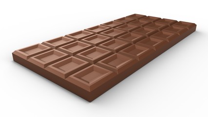 Milk chocolate bar isolated on white background. 3D-rendering.