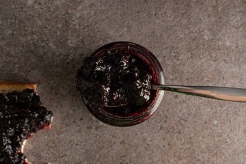 Delicious black currant, blueberries jam 