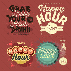 Happy Hour Call Sign Logo Related Vector Illustrations Designs.