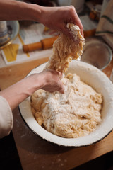 Fototapeta premium making homemade Easter baked yeast dough 