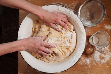 making homemade Easter baked yeast dough
