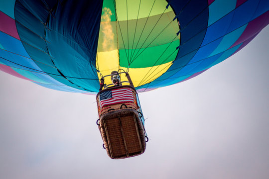 Close Up Of Hot Air Balloon Basket From Below