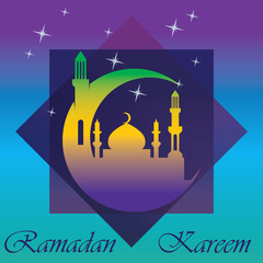 Happy Ramadan kareem islamic design with mosque and moon holy. vector illustration