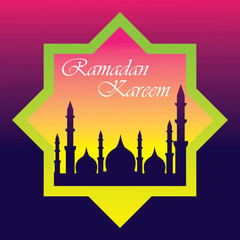 Fototapeta na wymiar Happy Ramadan kareem islamic design with mosque and moon holy. vector illustration