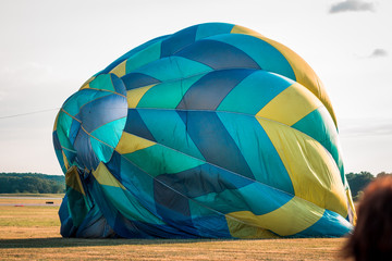 Hot air balloon landing at an airshow in Battle Creek Michigan